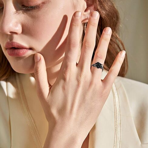 VENACOLY فضة خواتم سوداء للنساء القوطية الوردي/الجمجمة/أجنحة خواتم للنساء مجوهرات القوطي هدية للنساء in Kuwait