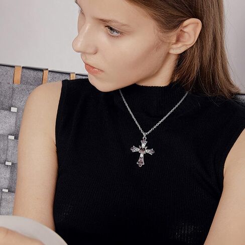 FIASASO 4 قطع الجرونج القوطي قلادة مجموعة للنساء في سن المراهقة بارد Y2k الجرونج المجوهرات القوطية الصليب عين الشر فراشة كريستال الملاك القلب الجناح سلسلة المختنق قلادة Y2k الملحقات in Kuwait