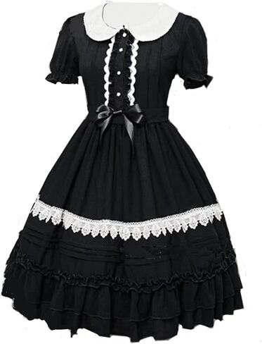 Momo Womens Girls Bow Tie Ruffle Dress Medieval Gothic Lolita Dress Princess Costume in Saudi Arabia