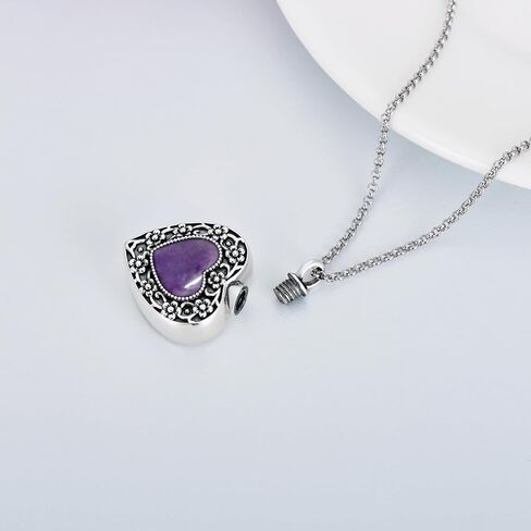 AOBOCO Flower Urn Necklace for Ashes Sterling Silver Memorial Keepsake Heart Cremation Jewelry for Women Loved One in Saudi Arabia