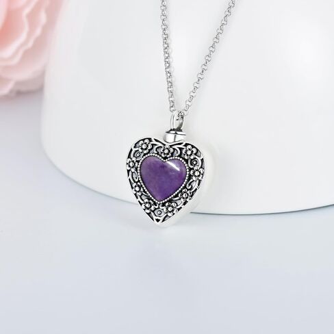 AOBOCO Flower Urn Necklace for Ashes Sterling Silver Memorial Keepsake Heart Cremation Jewelry for Women Loved One in Saudi Arabia