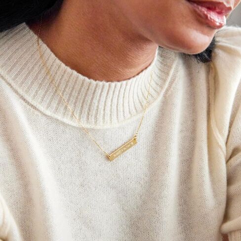 EVE'S ADDICTION Custom Engraved Gold Tone Coordinate Necklace - Personalized Longitude Latitude Necklace for Her - Couples Necklace - Wedding Necklace - Name Bar Necklace - Mother's Day Gifts in Saudi Arabia