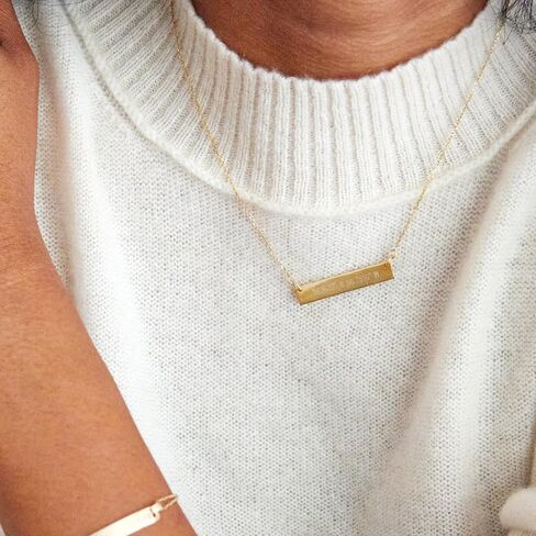 EVE'S ADDICTION Custom Engraved Gold Tone Coordinate Necklace - Personalized Longitude Latitude Necklace for Her - Couples Necklace - Wedding Necklace - Name Bar Necklace - Mother's Day Gifts in Saudi Arabia