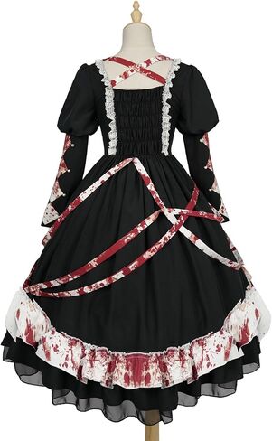 Original Women's Cool Gothic Dress Masquerade Halloween Prom elegant long sleeve Cosplay Costume Dress in Saudi Arabia