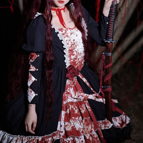 Original Women's Cool Gothic Dress Masquerade Halloween Prom elegant long sleeve Cosplay Costume Dress in Saudi Arabia