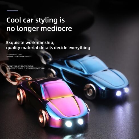 JINZHOUFZ Gift set Creative Key Chain Car Keychain Flashlight with 2 Modes LED Lights 2 in 1 Car Key Chain Ring for Office in Saudi Arabia