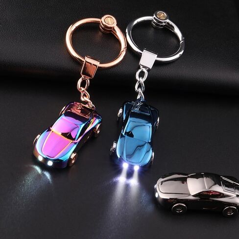 JINZHOUFZ Gift set Creative Key Chain Car Keychain Flashlight with 2 Modes LED Lights 2 in 1 Car Key Chain Ring for Office in Saudi Arabia