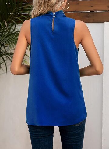 LOLONG المرأة الرسن أكمام عالية الرقبة تانك القمم الصيف عارضة الشيفون البلوزات والقمصان in Kuwait