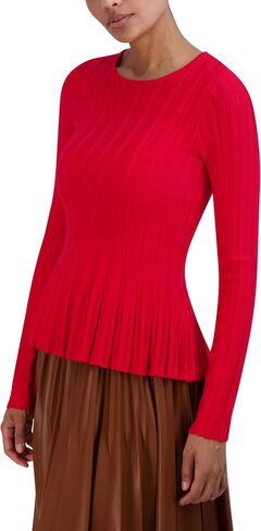 BCBGMAXAZRIA Women's Long Sleeve Crew Neck Pullover Peplum Sweater Top in Saudi Arabia