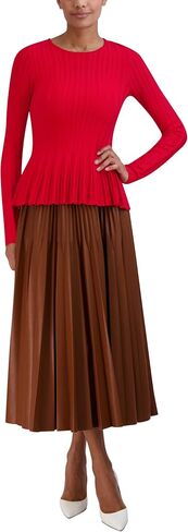 BCBGMAXAZRIA Women's Long Sleeve Crew Neck Pullover Peplum Sweater Top in Saudi Arabia