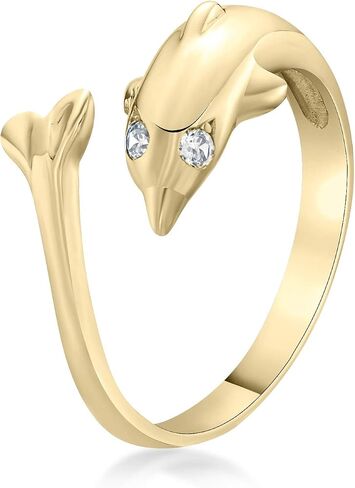 Lavari Jewelers Cubic Zirconia Adjustable Dolphin Toe Ring in 10k Yellow or White Gold 2 mm Wide in Saudi Arabia