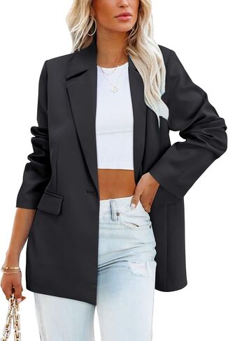 OUGES Women Casual Open Front Blazer Long Sleeve Lapel Button Work Office Oversized Blazer Jackets in Saudi Arabia