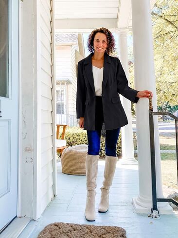 OUGES Women Casual Open Front Blazer Long Sleeve Lapel Button Work Office Oversized Blazer Jackets in Saudi Arabia