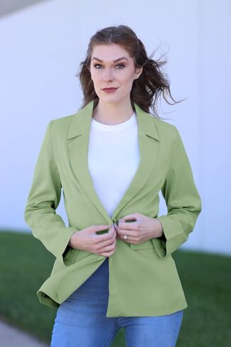 OUGES Women Casual Open Front Blazer Long Sleeve Lapel Button Work Office Oversized Blazer Jackets in Saudi Arabia