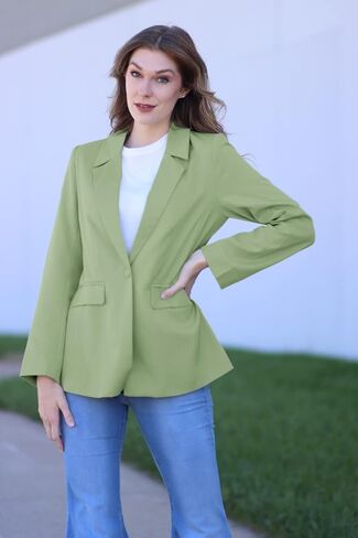 OUGES Women Casual Open Front Blazer Long Sleeve Lapel Button Work Office Oversized Blazer Jackets in Saudi Arabia