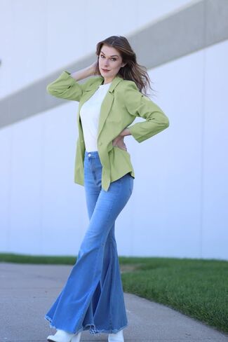 OUGES Women Casual Open Front Blazer Long Sleeve Lapel Button Work Office Oversized Blazer Jackets in Saudi Arabia