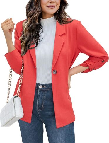 OUGES Women Casual Open Front Blazer Long Sleeve Lapel Button Work Office Oversized Blazer Jackets in Saudi Arabia