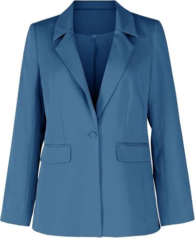 سترة نسائية كاجوال مفتوحة من الأمام من OUGES بأكمام طويلة وأزرار للعمل والمكتب كبيرة الحجم in Kuwait