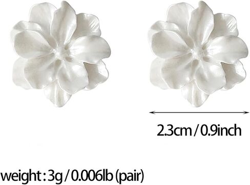 White Camellia Flower Statement Stud Earrings Jewelry for Women Girls Wedding Holiday Gifts in Saudi Arabia