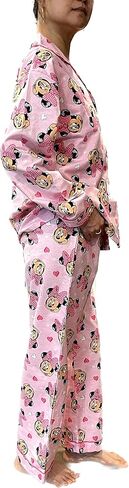 EDecor Pink Women's Pajama 100% Cotton Long Sleeve Button-Down Pajama Sets Slim-fit Size Large, Red, L in Kuwait