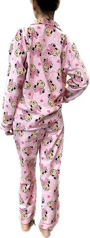EDecor Pink Women's Pajama 100% Cotton Long Sleeve Button-Down Pajama Sets Slim-fit Size Large, Red, L in Kuwait