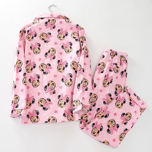 EDecor Pink Women's Pajama 100% Cotton Long Sleeve Button-Down Pajama Sets Slim-fit Size Large, Red, L in Kuwait