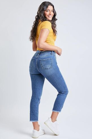 YMI Women's Junior Hybrid Dream High-Rise Slim Straight Jean with Frayed Hem in Saudi Arabia