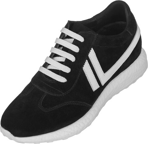 أحذية CALTO الرجالية غير المرئية لزيادة الارتفاع - أحذية رياضية كاجوال برباط من الجلد السويدي - طول 2.8 بوصة in Kuwait