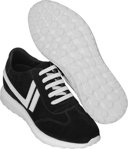 أحذية CALTO الرجالية غير المرئية لزيادة الارتفاع - أحذية رياضية كاجوال برباط من الجلد السويدي - طول 2.8 بوصة in Kuwait