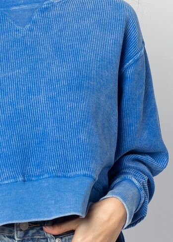 Chicka-d Women Standard Corded Boxy Pullover, Royal Blue, Large in Saudi Arabia