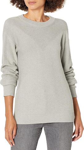 Women's Cotton Cashmere Geometric Textured Crewneck Sweater in Saudi Arabia