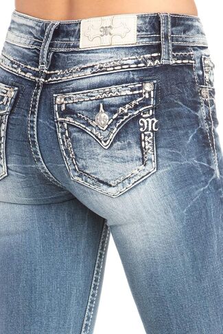 Miss Me Women's Tombstone Embroidered Pocket Bootcut Jeans in Saudi Arabia