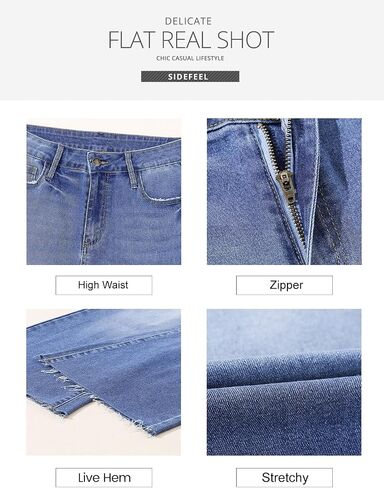 Sidefeel Women's Cropped Flared Jeans Bootcut Stretchy Bell Bottom Denim Pants Dark Blue Size 18 in Saudi Arabia