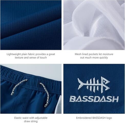 BASSDASH Men's 8''Fishing Water Shorts Quick Dry UPF 50+ Lightweight Cargo Hiking Kayaking Casual Bottom in Saudi Arabia