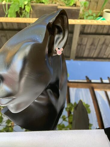 أقراط ميكي للبنات من الفضة الإسترلينية لا تسبب الحساسية والصداقة جمشت أبيض وردي كريستال مكعب الزركون على شكل فأرة هدية للنساء والفتيات مع صندوق مجوهرات (f1758) in Kuwait