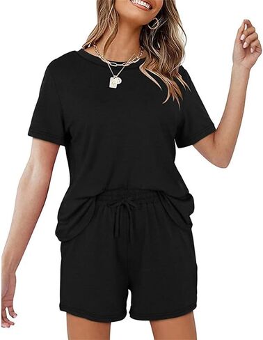 طقم بيجامة نسائي نقي ملابس نوم ناعمة صيفية بدون أكمام ومجموعة شورتات قابلة للتنفس مع جيوب in Kuwait