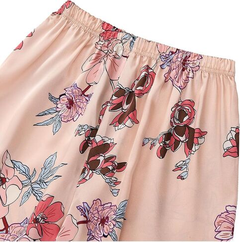 LYANER Women's 2 pieces Floral Satin Pajama Sets Button Shirt and Long Pants Lounge Set Light Pink Medium in Saudi Arabia