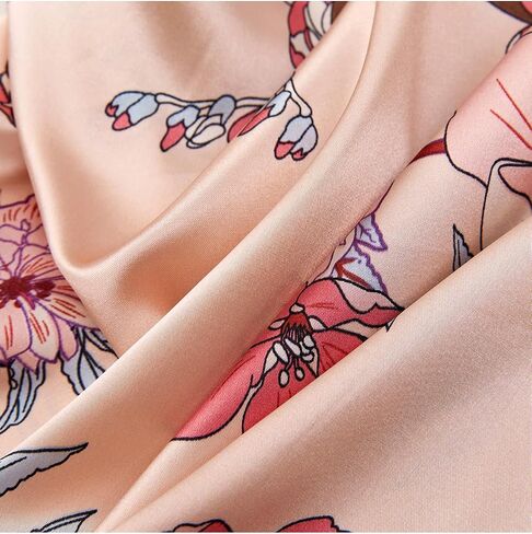 LYANER Women's 2 pieces Floral Satin Pajama Sets Button Shirt and Long Pants Lounge Set Light Pink Medium in Saudi Arabia