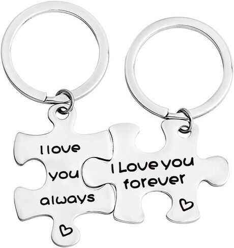 FEELMEM I Love You Always I Love You Forever Couples Puzzle Keychain Set Of Two Boyfriend Gift Girlfriend Gift in Saudi Arabia