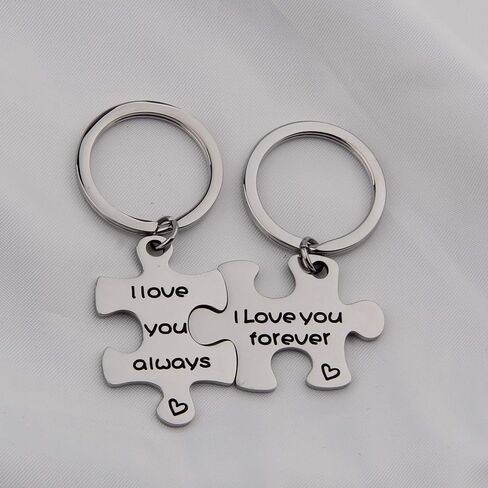 FEELMEM I Love You Always I Love You Forever Couples Puzzle Keychain Set Of Two Boyfriend Gift Girlfriend Gift in Saudi Arabia