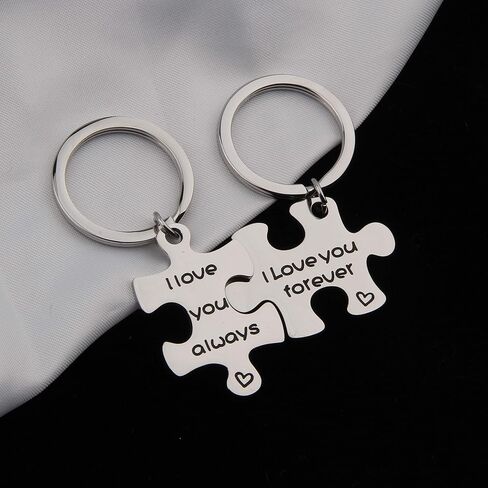 FEELMEM I Love You Always I Love You Forever Couples Puzzle Keychain Set Of Two Boyfriend Gift Girlfriend Gift in Saudi Arabia