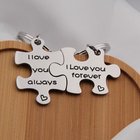 FEELMEM I Love You Always I Love You Forever Couples Puzzle Keychain Set Of Two Boyfriend Gift Girlfriend Gift in Saudi Arabia