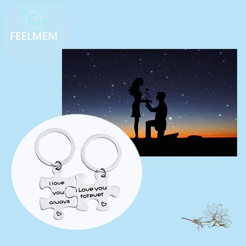 FEELMEM I Love You Always I Love You Forever Couples Puzzle Keychain Set Of Two Boyfriend Gift Girlfriend Gift in Saudi Arabia