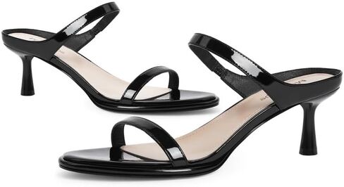 Modatope Two Strap Heeled Sandals for Women Kitten Heel Rounded Toe Heels Women Slip on Open Toe Sandals in Saudi Arabia