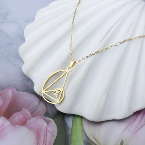 DGHJ النسبة الذهبية قلادة القرط المثلث الذهبي هدية العلوم هدية التخرج الهندسة المقدسة الرياضيات هدية للنساء فتاة in Kuwait