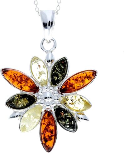 مجوهرات SilverAmber - قلادة غير عادية كبيرة من الفضة الإسترليني وعنبر البلطيق الأصلي بدون سلسلة - 318 in Saudi Arabia