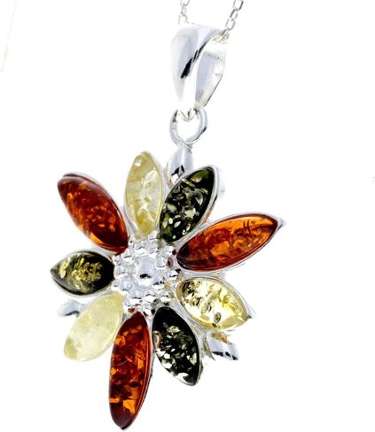 مجوهرات SilverAmber - قلادة غير عادية كبيرة من الفضة الإسترليني وعنبر البلطيق الأصلي بدون سلسلة - 318 in Saudi Arabia