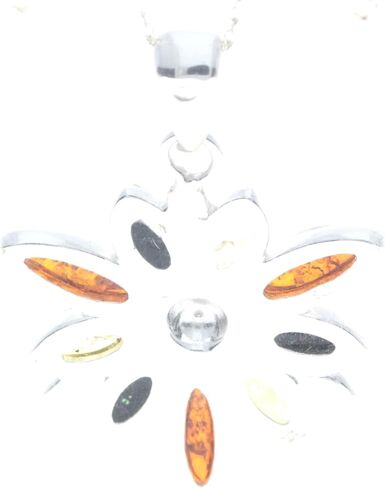 مجوهرات SilverAmber - قلادة غير عادية كبيرة من الفضة الإسترليني وعنبر البلطيق الأصلي بدون سلسلة - 318 in Saudi Arabia