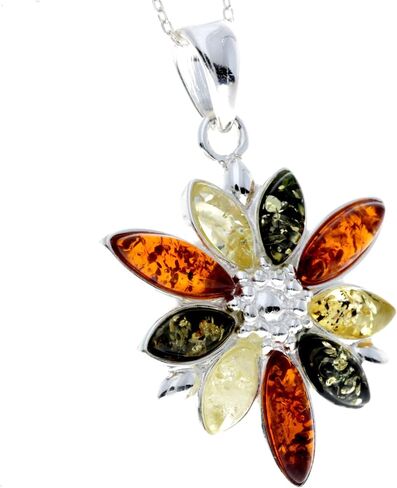 مجوهرات SilverAmber - قلادة غير عادية كبيرة من الفضة الإسترليني وعنبر البلطيق الأصلي بدون سلسلة - 318 in Saudi Arabia