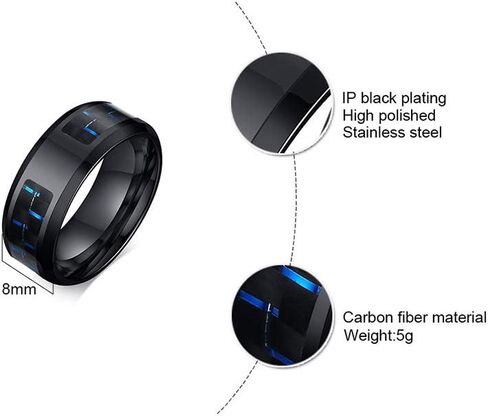 Hisatan Ancient Egyptian Symbol Eye of Horus Ankh Cross Protection Wedding Band Stainless Steel Carbon Fiber Inlay Ring for Men in Saudi Arabia